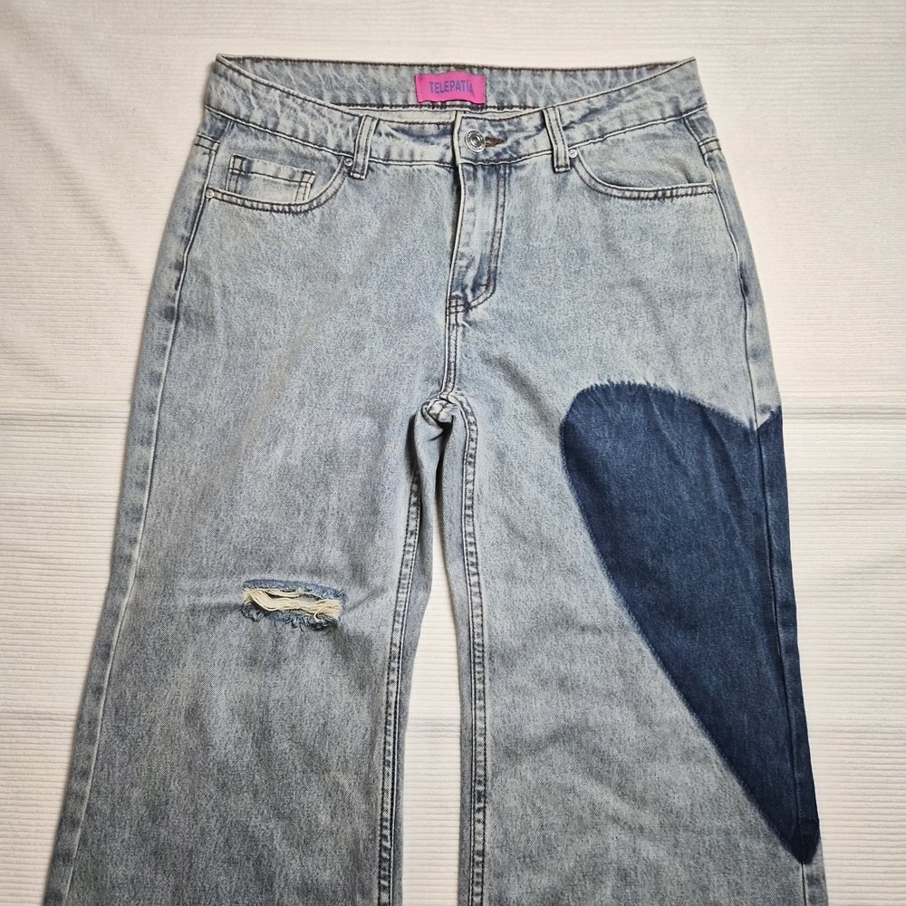 Telepatia Wide Leg Bootcut Heart Design‎ Size 9/29 - Picture 2 of 11